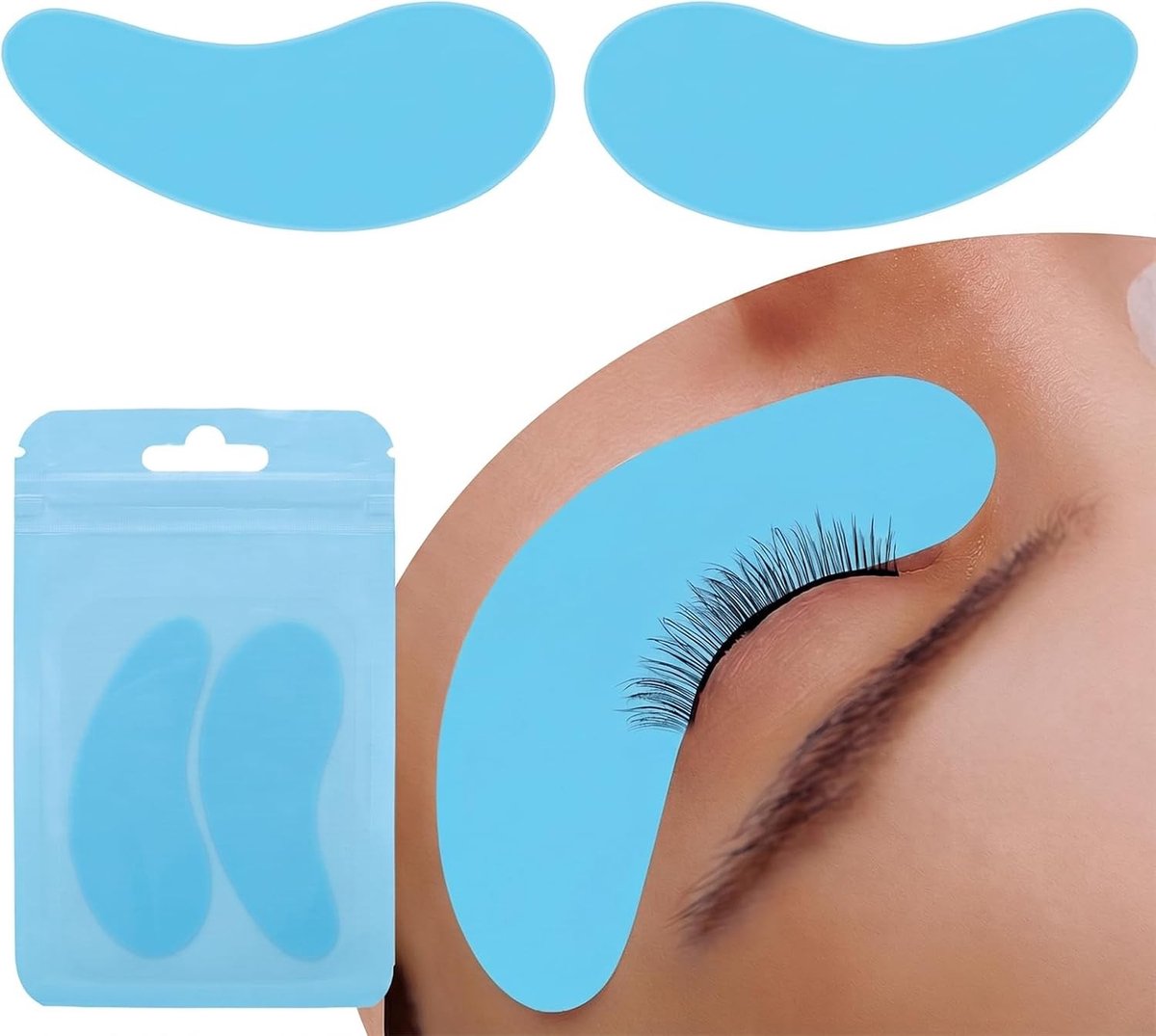 Herbruikbare Oogpads van Silicone, Onderblinders voor Wimperextensions, Isolatiepads voor Onderwimpers, Oogmaskers voor Wimperlifting en Lamineren, Blauw