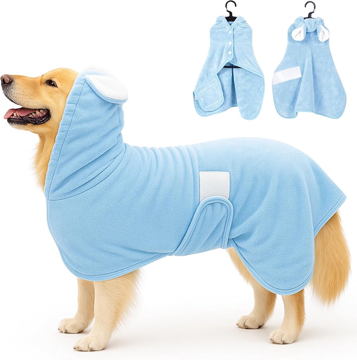 Honden en Kattenbadjas - Huisdier Badhanddoek - Huisdier Drogen - Super Absorberend Microvezel - XL - Blauw