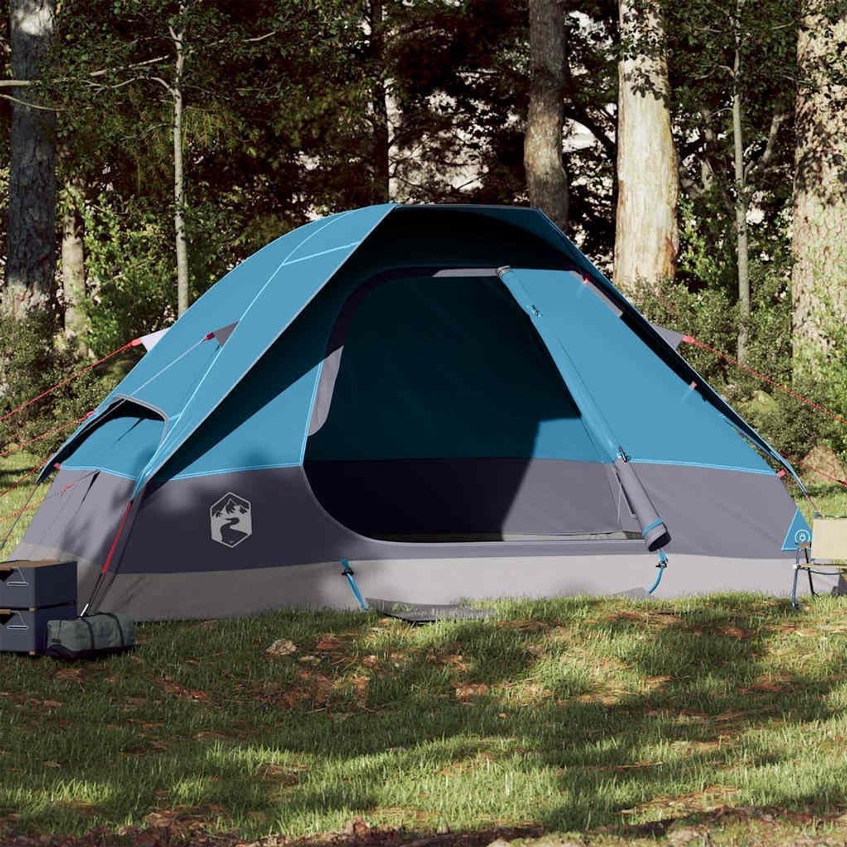 Familietent Koepel - Kampeertent Outdoor - Kamperen en Avontuur - Waterdicht en Afneembare Buitentent - 6 Personen - Blauw