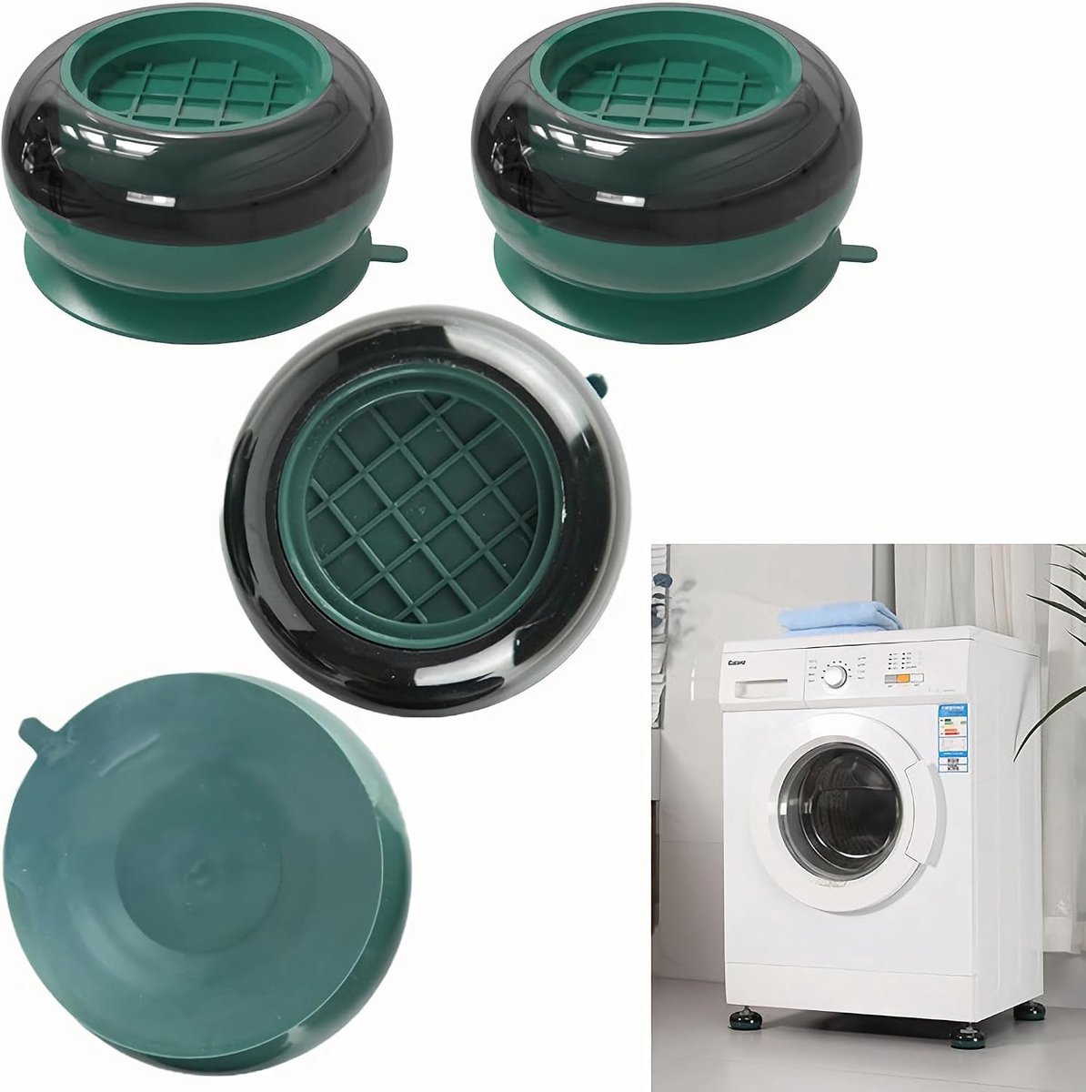 Antischok Voeten voor Wasmachines, Universele Antislip Matten, Schokdempers voor Wasmachines, Droogtrommels en Koelkasten, Set van 4 Stuks, Afmetingen 7.5 x 4 cm