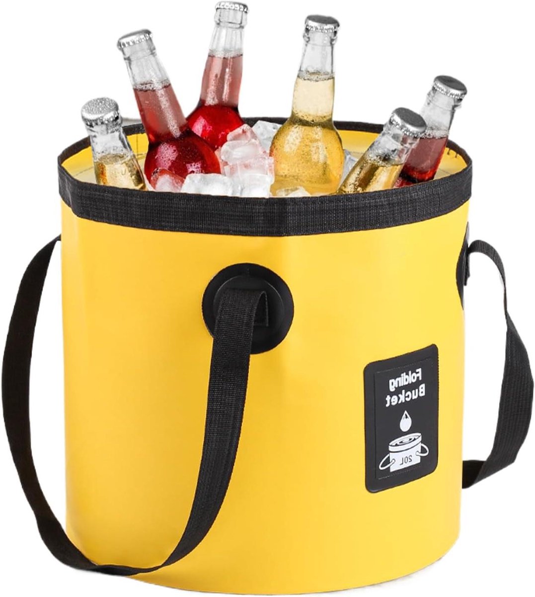 Opvouwbare Emmer - Water Tank - Kamperen en Reizen - Stabiele Brede Basis - 20 Liter - Geel
