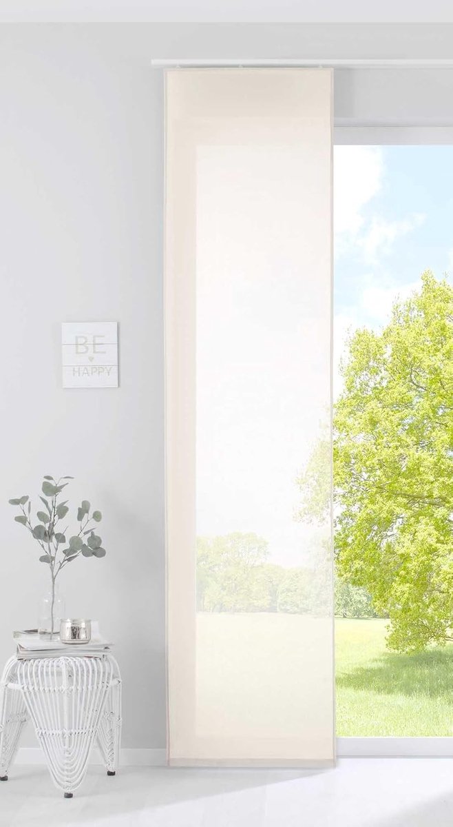 Gestreepte paneelgordijnen - Crème - 60 x 245 cm - Katoen-Polyester Voile - Lichtdoorlatend Schuifgordijn