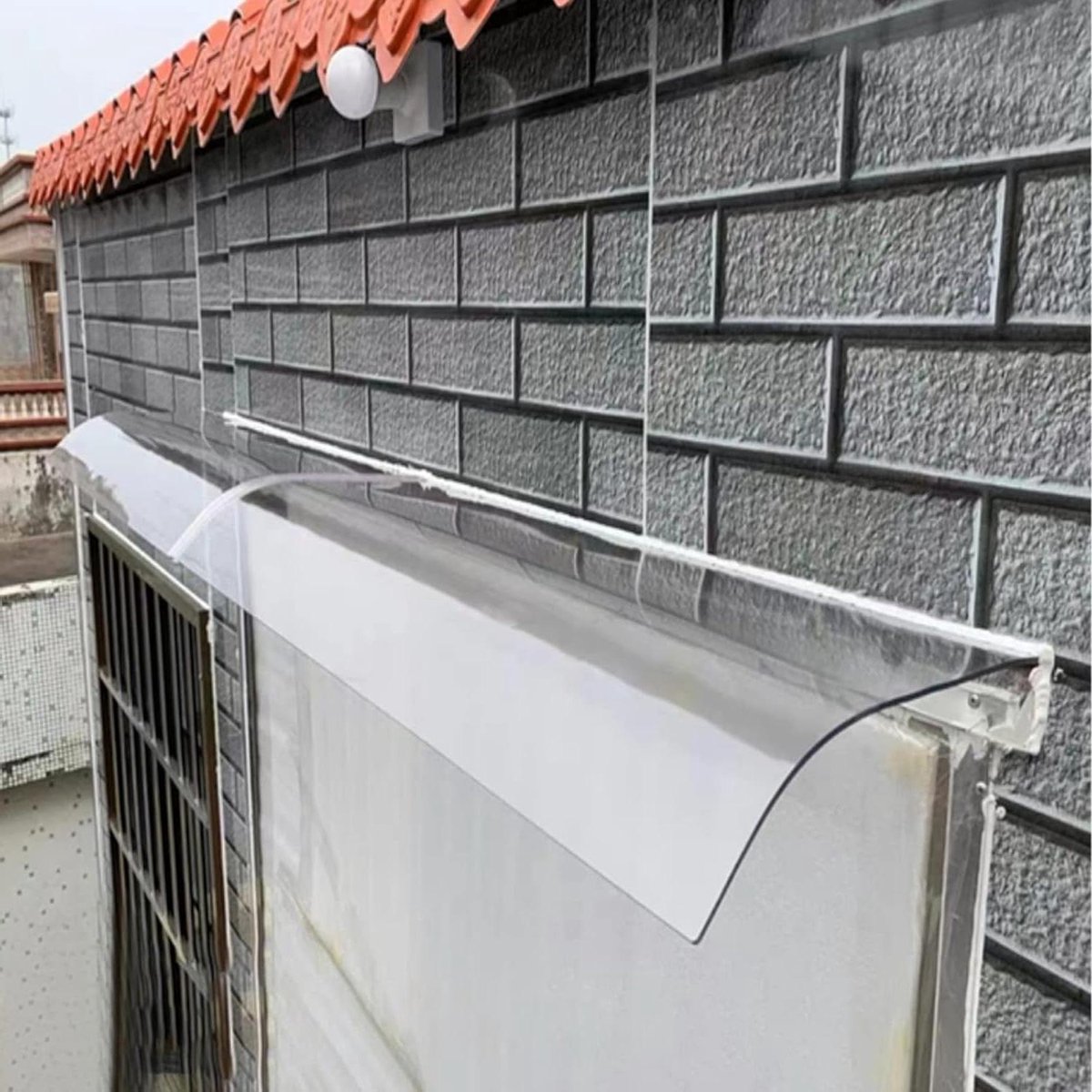 Terras Overkapping - Regen Luifel - Buiten Beschermen - Gebogen Frame - 340 cm Lang - Transparant