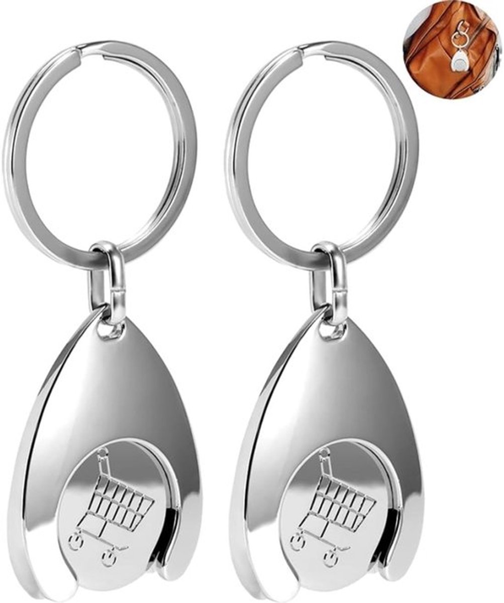 Metalen winkelwagentjes sleutelhangers - duurzaam en praktisch - set van 2
