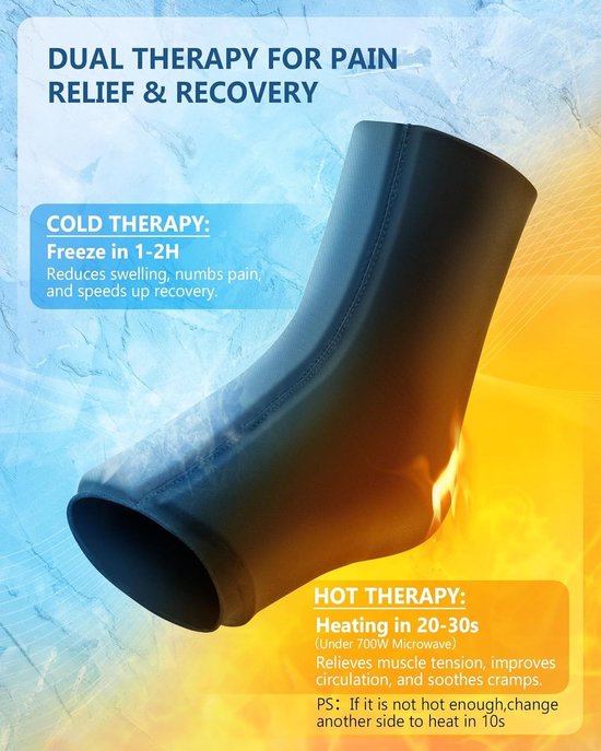Herbruikbaar Koel- en Warmtecompres voor Enkels en Voeten bij Blessures, Verlichting bij Achillespees, Hielpijn, Oedeem en Plantaire Fasciitis, Ideaal voor Herstel en Ontspanning — afbeelding 4