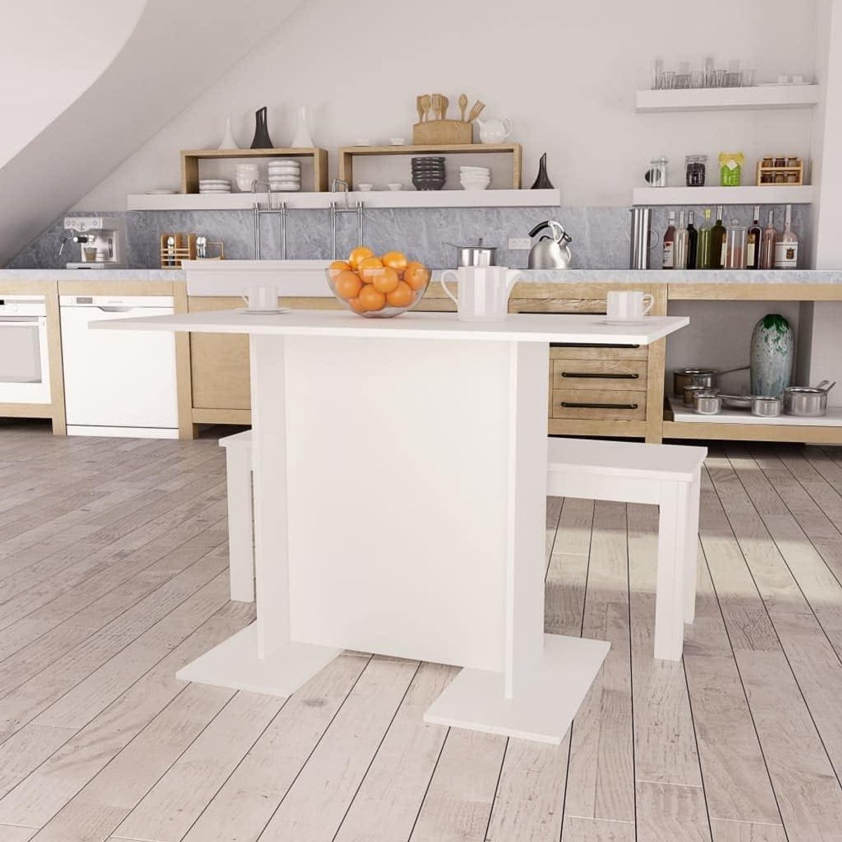 Eettafel - Keukentafel - Gezellig dineren - Stabiele houten constructie - 110 x 60 cm - Wit