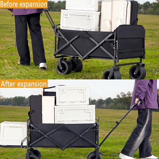 Bolderkar Opvouwbaar - Tuinwagen Handwagen - Zware Lasten Vervoeren - Grote Capaciteit - 300 Liter - Zwart — afbeelding 2