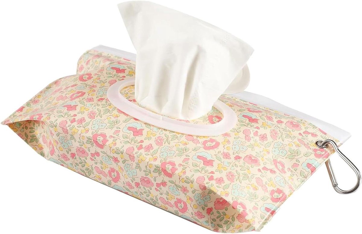 Baby doekjes houder - Hygiëne organizer - Onderweg schoonhouden - Luchtdichte afsluiting - 24 x 14 cm - Roze