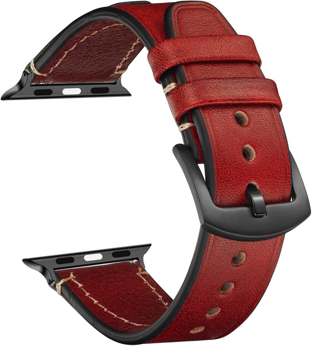 Vintage Leren Horlogeband voor Apple Watch 38 mm/40 mm/41 mm, Vervangende Band met RVS Gesp, Geschikt voor 42 mm/44 mm/45 mm/49 mm, Comfortabel en Duurzaam