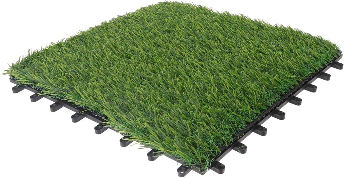 Kunstgras Tegels - Decoratie Gras - Tuin Aankleden - Onderhoudsvrij Design - 30x30x2CM - Groen