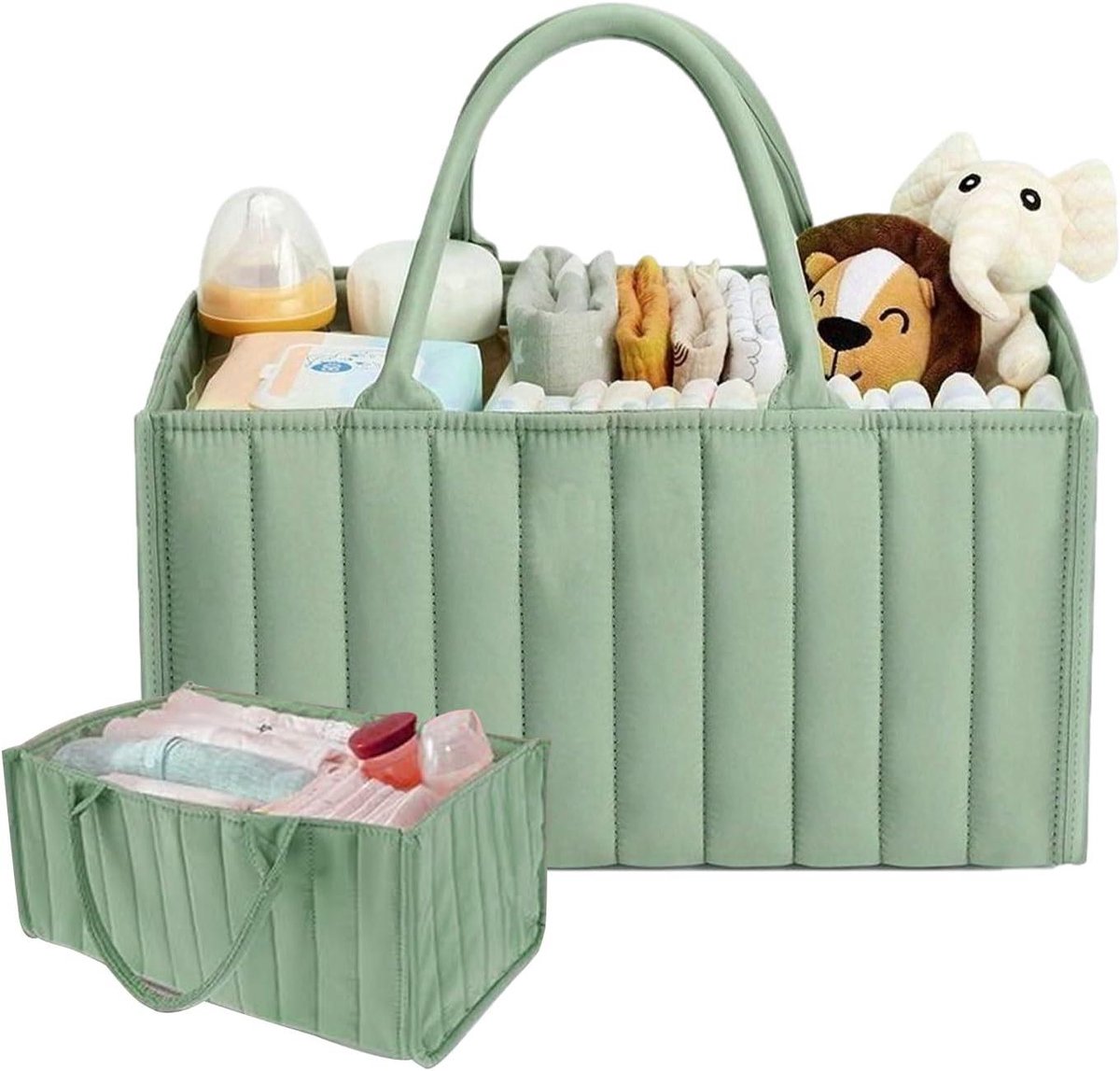 Luier Organizer - Baby Opberger - Baby Verzorging - Waterproof Voering - 36x14x36cm - Lichtgroen