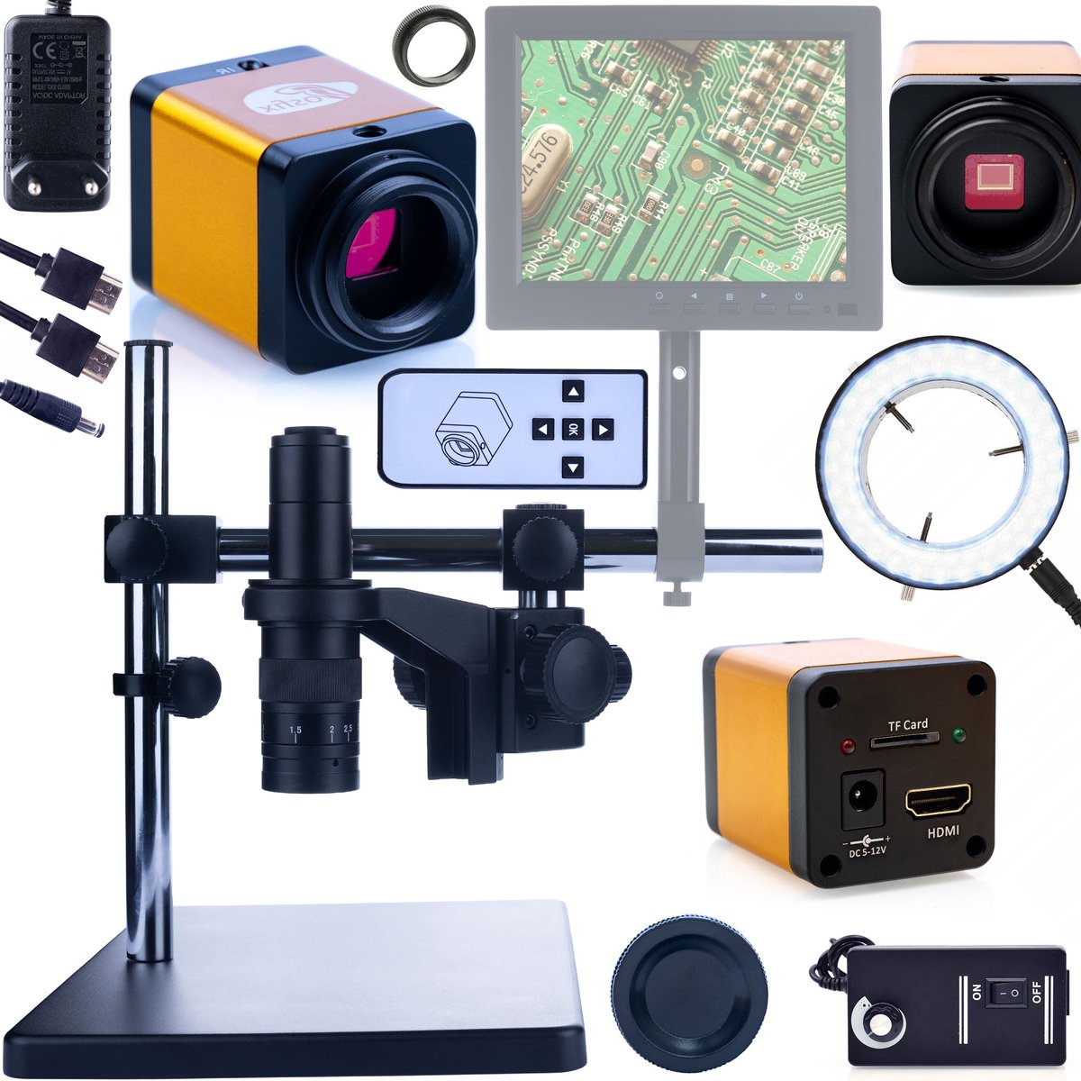 Rosfix Digitale Microscoop MCEP-0.5X-PZRR - Regelbaar Arm, 7–45x Zoom - C-Mount 25mm, 100–150mm