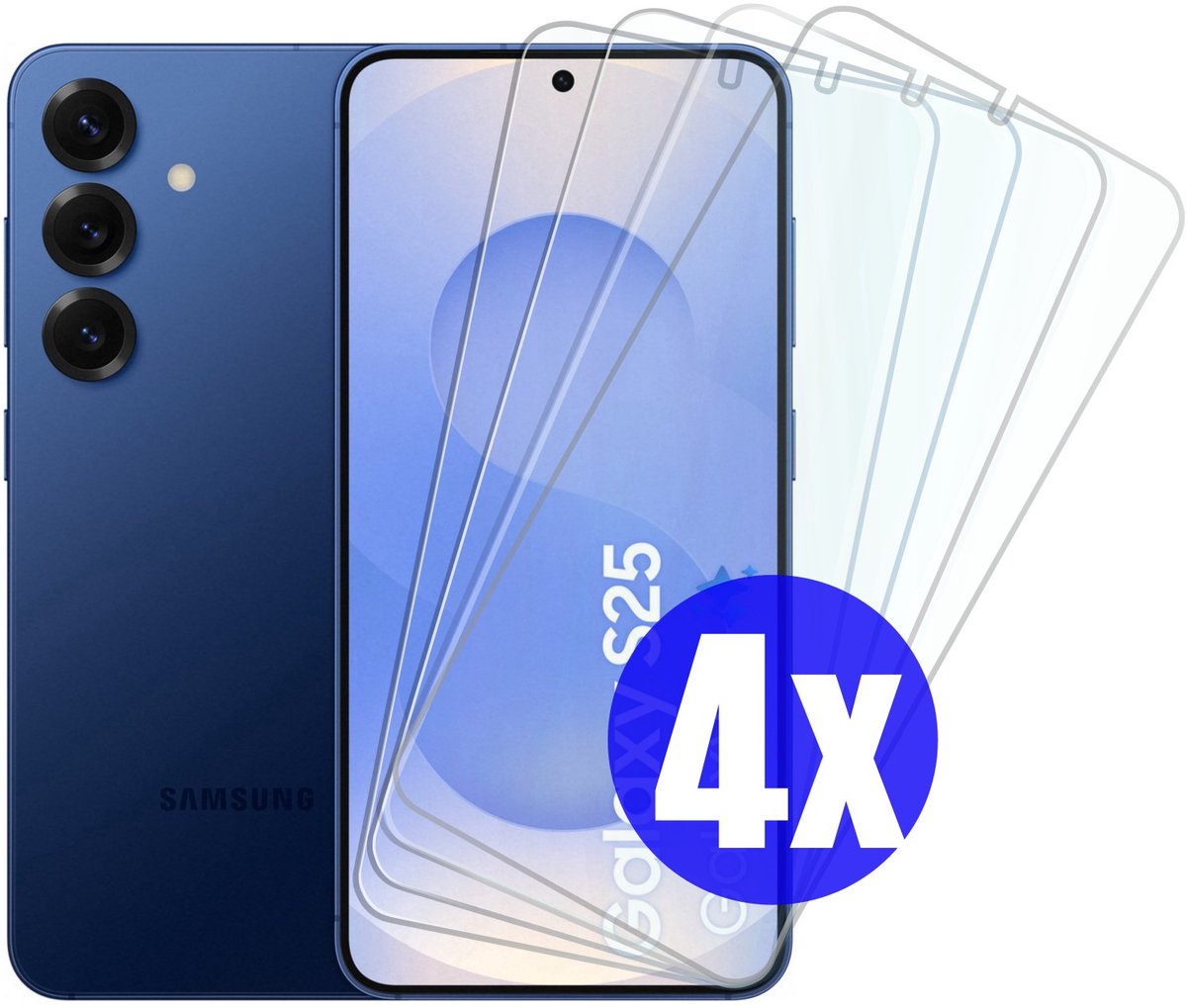 Screenprotector geschikt voor Samsung S25 - Gehard Glas - Tempered Glass Armor Screen Cover - 4 Stuks