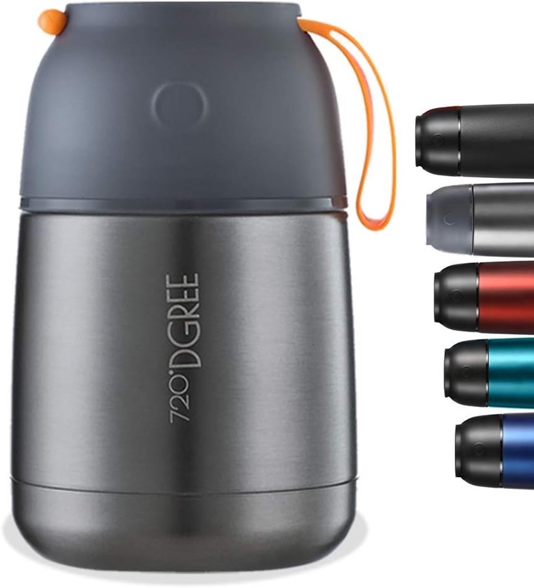 Thermoskan met pomp - Grijs - 530 ml - Roestvrijstalen Geïsoleerde Voedselcontainer - Voor Warm en Koud Eten