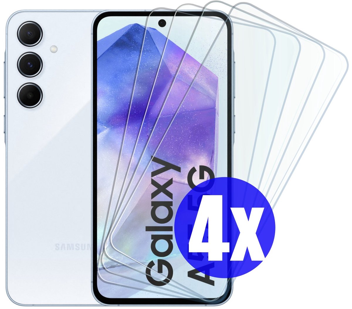 Screenprotector geschikt voor Samsung A55 - Gehard Glas - Tempered Glass Armor Screen Cover - 4 Stuks