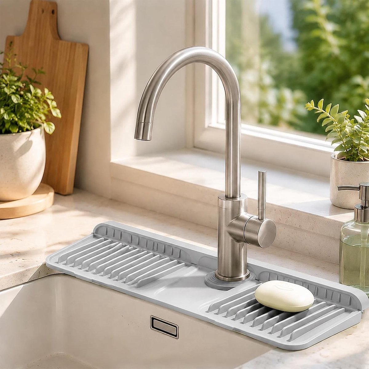 Afdruipmat voor de keuken, opvouwbare siliconen afdruipmat, waterafvoer, snijbare maat en smal ontwerp voor optimale functionaliteit en gebruiksgemak