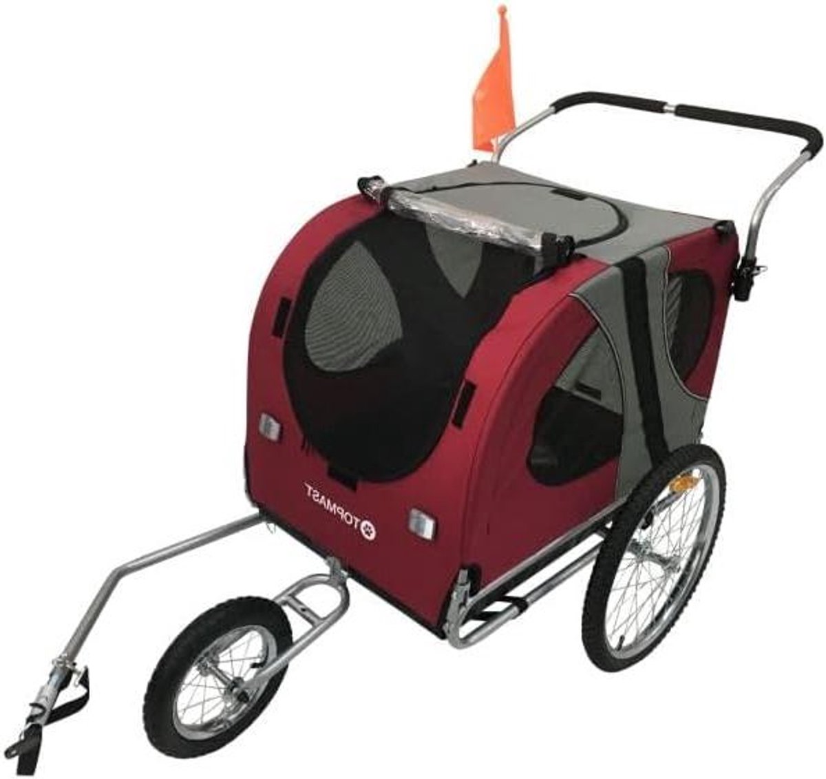 Hondenfietskar - Hondenaanhanger - Veilig Vervoer - Omvormbaar tot buggy - Tot 40 kg - Rood