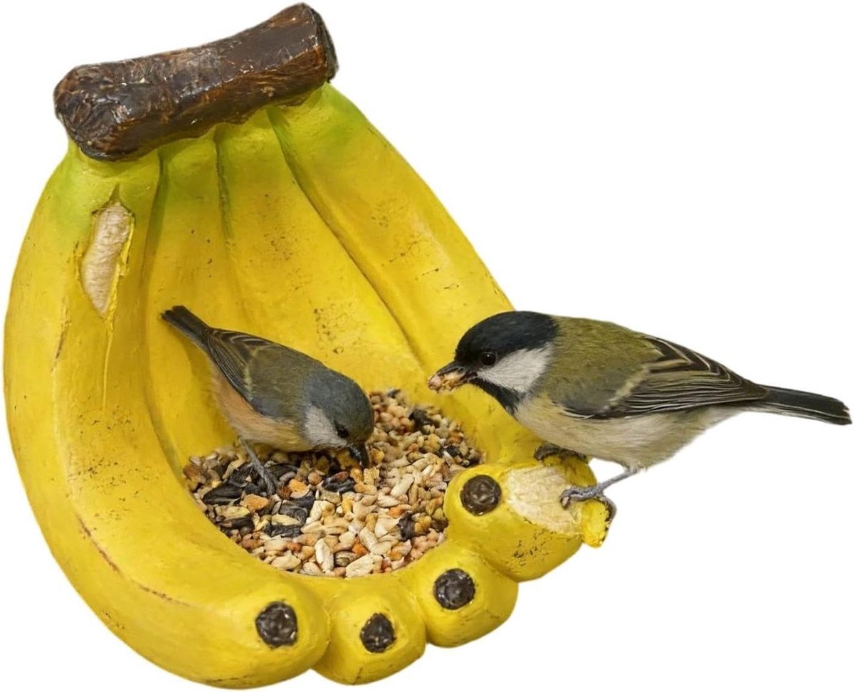 Voederhuisje Wilde Vogels - Decoratieve Hars - Vogelspotten In Tuin - Weerbestendig UV-stabiel - 15x10x10 cm - Groen
