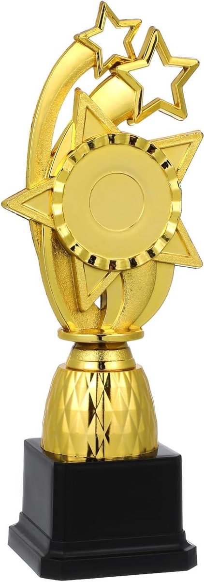 Kinder Trofee Ster - Onderscheiding Beker - Wedstrijd Beloning - Lichtgewicht Plastic - 25 cm Lengte - Goud