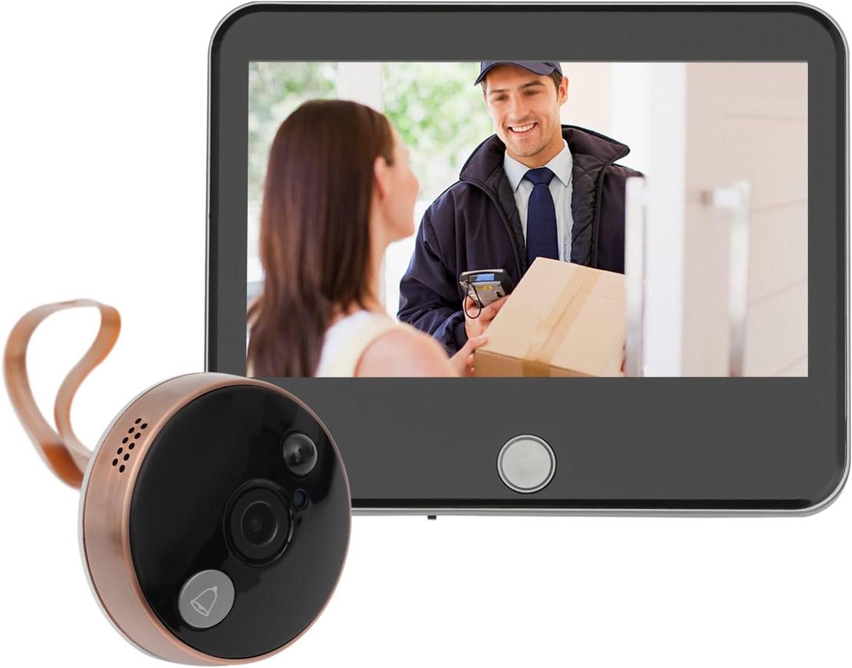 Visuele Deurbel - Camera Deurbel - Woning Beveiliging - 4.3 Inch Scherm - 140° Kijkhoek - Zilver