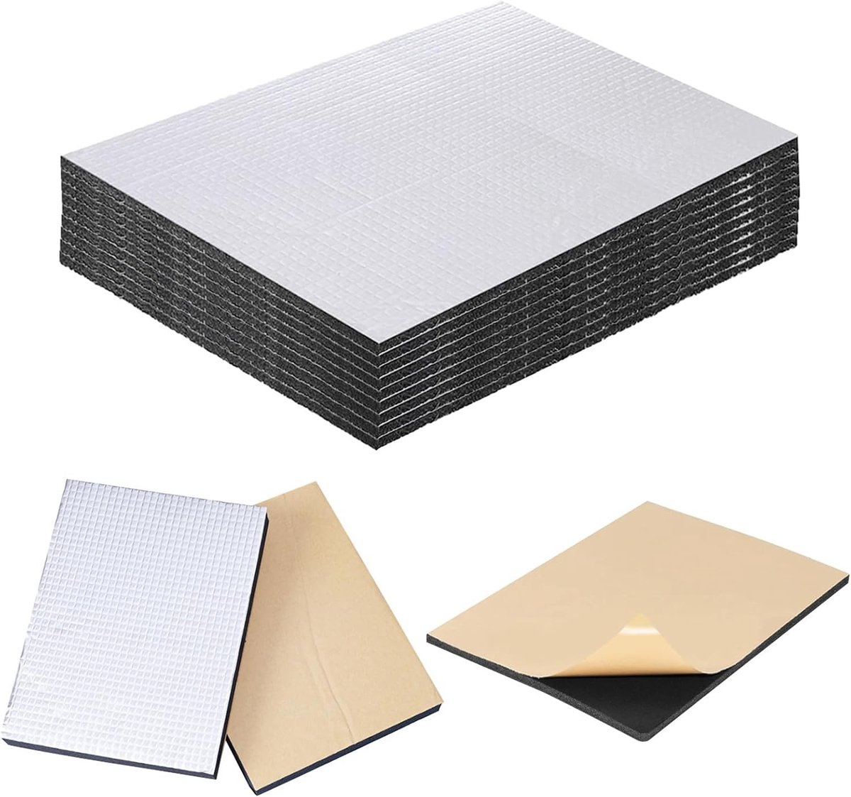 Isolatiemat - Zilver - 40 x 25 x 0,5 cm - Zelfklevende Aluminium Butyl Geluidsisolatie - Voor Auto