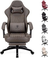 Dowinx Gaming Stoel - Gamestoel - Verstelbaar in Hoogte - Ergonomische Gaming Chair met Voetsteun - Pocketvering - Kunstleer - Bruin