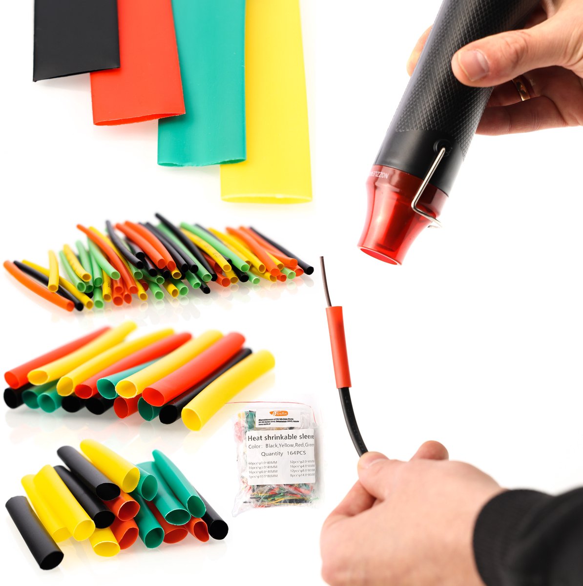 Rosfix Krimpkous Set - 164 Stuks Poliolefin 2:1 - Ø1–14mm, Temperatuur -55–+125°C