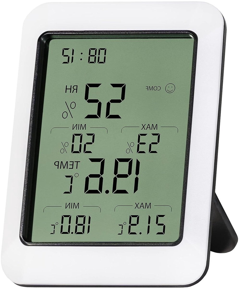 Thermometer Hygrometer - Luchtvochtigheidsmeter Binnen - Binnenshuis Meten - Tijd en Temperatuur - 55 x 8 x 11 cm