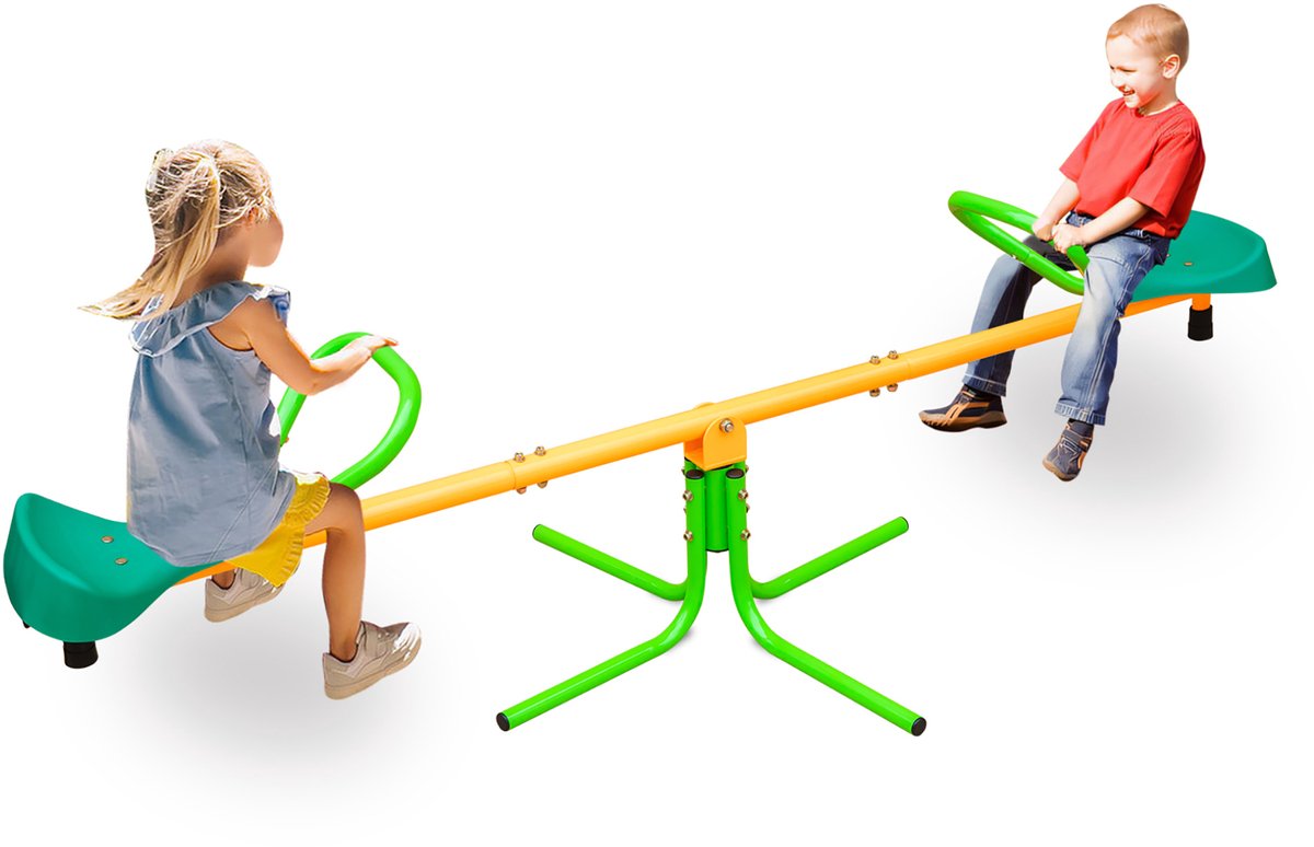 COVREO Dubbele kinderwipwap 180,34 cm groen geel, ijzer en plastic, buiten