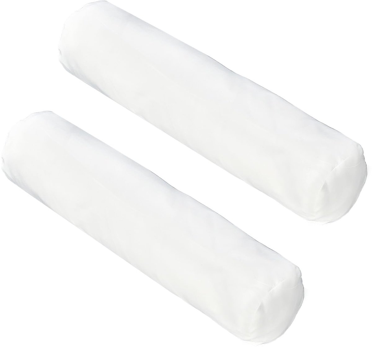 Set van 2 witte kussenhoezen voor ronde nekrolkussens 10 x 45 cm