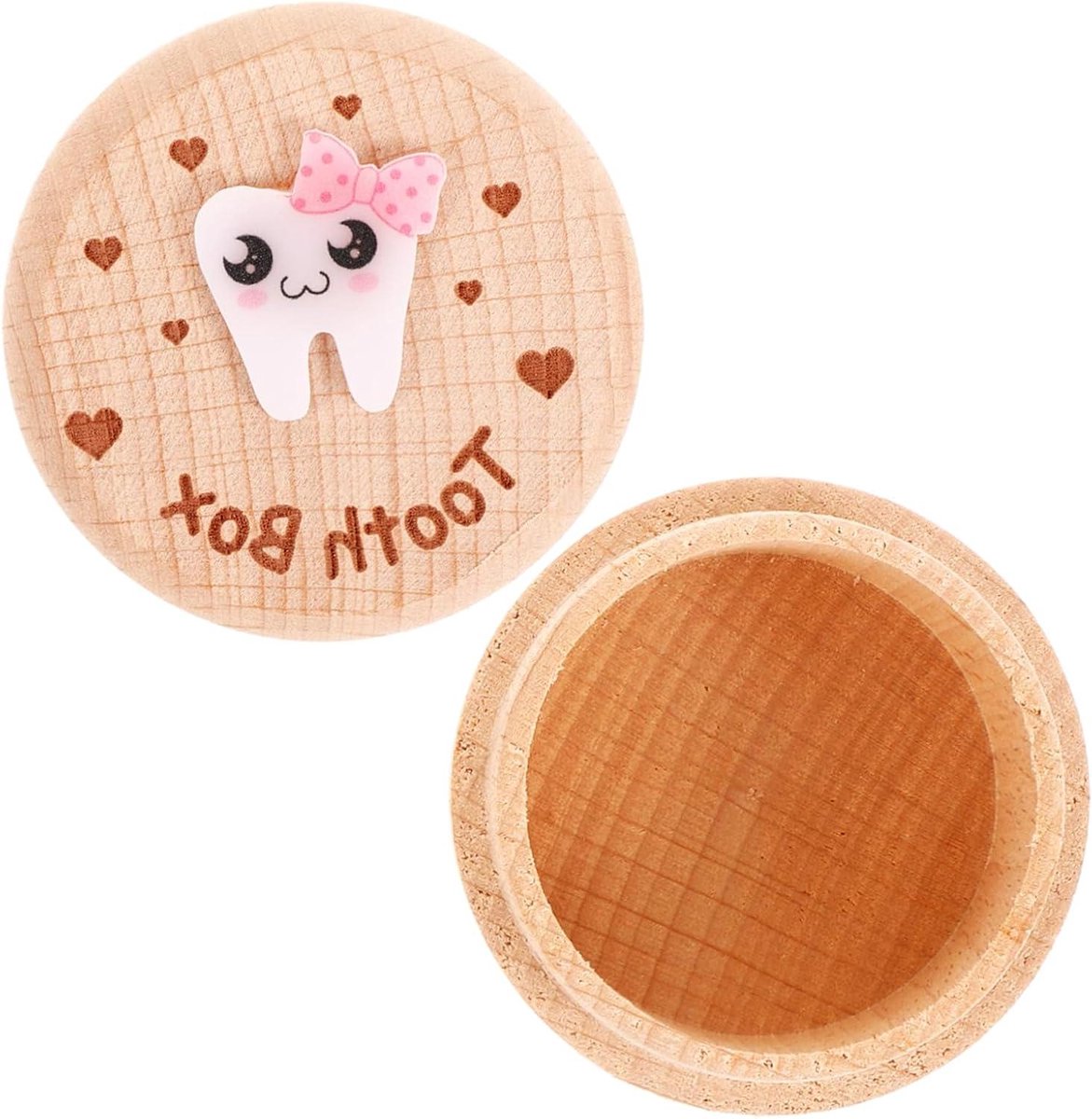 Tandendoosje Kinderen - Herinneringsdoos - Melktanden Bewaren - Houten Koffer - 5x5x3.5 cm - Veelkleurig