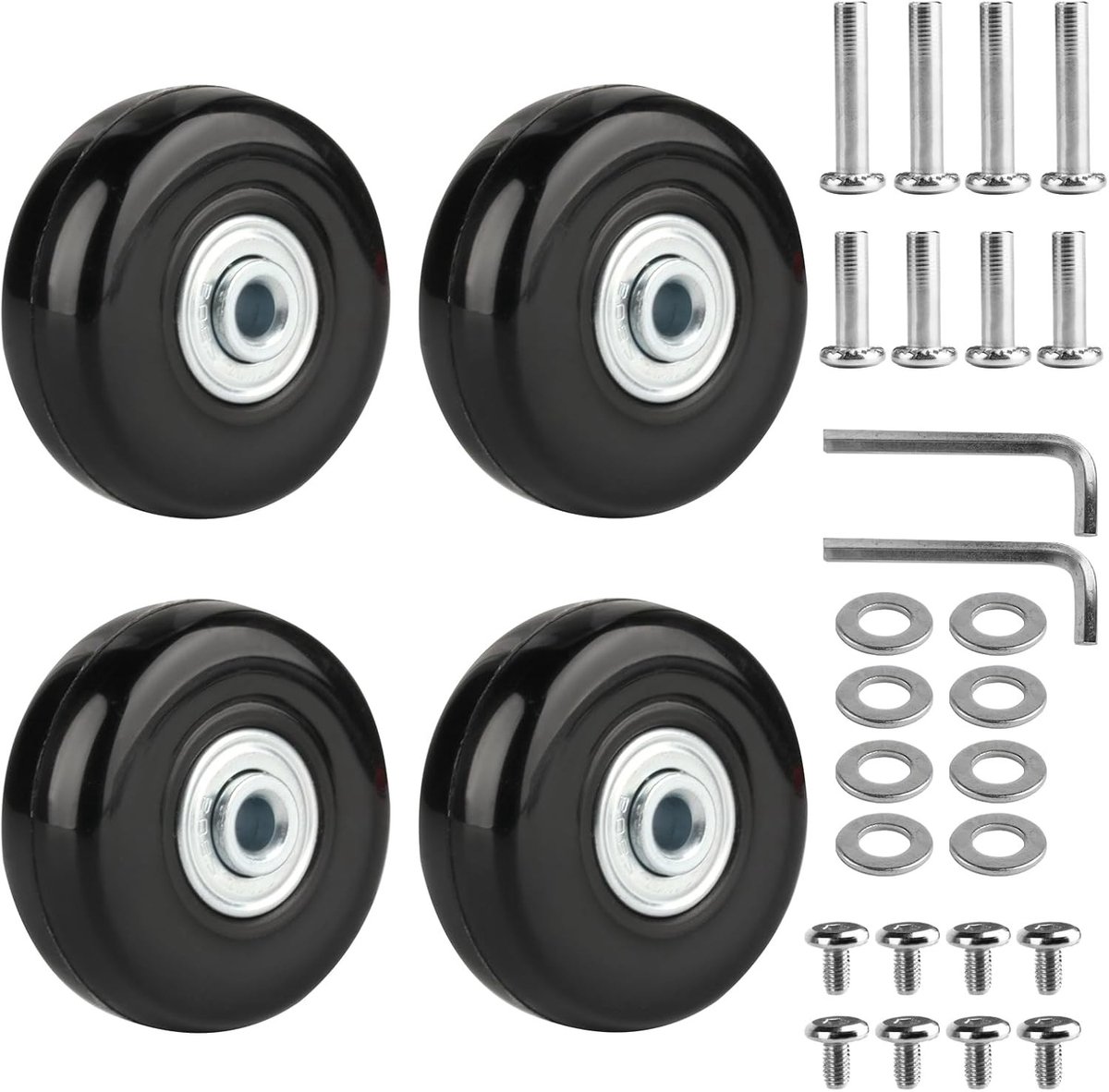 4 Stuks Vervangende Koffers Wielen, 50x18mm Vervangingswielen voor Bagage, Duurzame Rubber Wielen voor Koffers en Trolleys