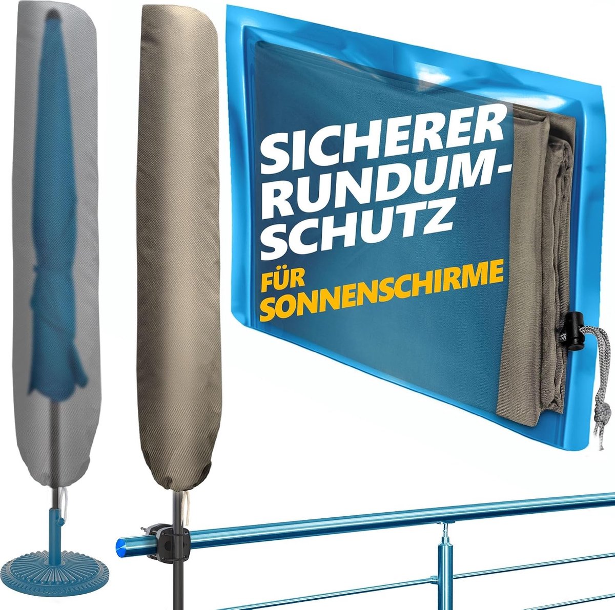 Parasolhoes met rits en stok - Taupe - 2 m Ø / 2 m x 1,25 m - Polyester - Bescherming voor ronde en rechthoekige parasols