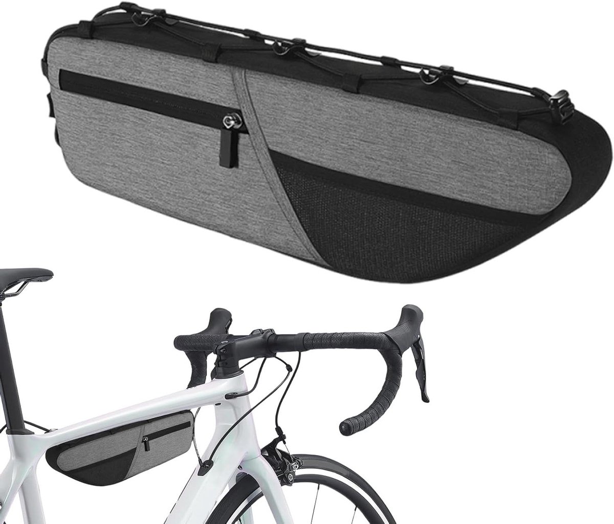 Fietsframetas - Zadeltas Opbergtas - Fietsen Organiseren - Waterdichte Stabiliteit - 1.6 Liter - Grijs