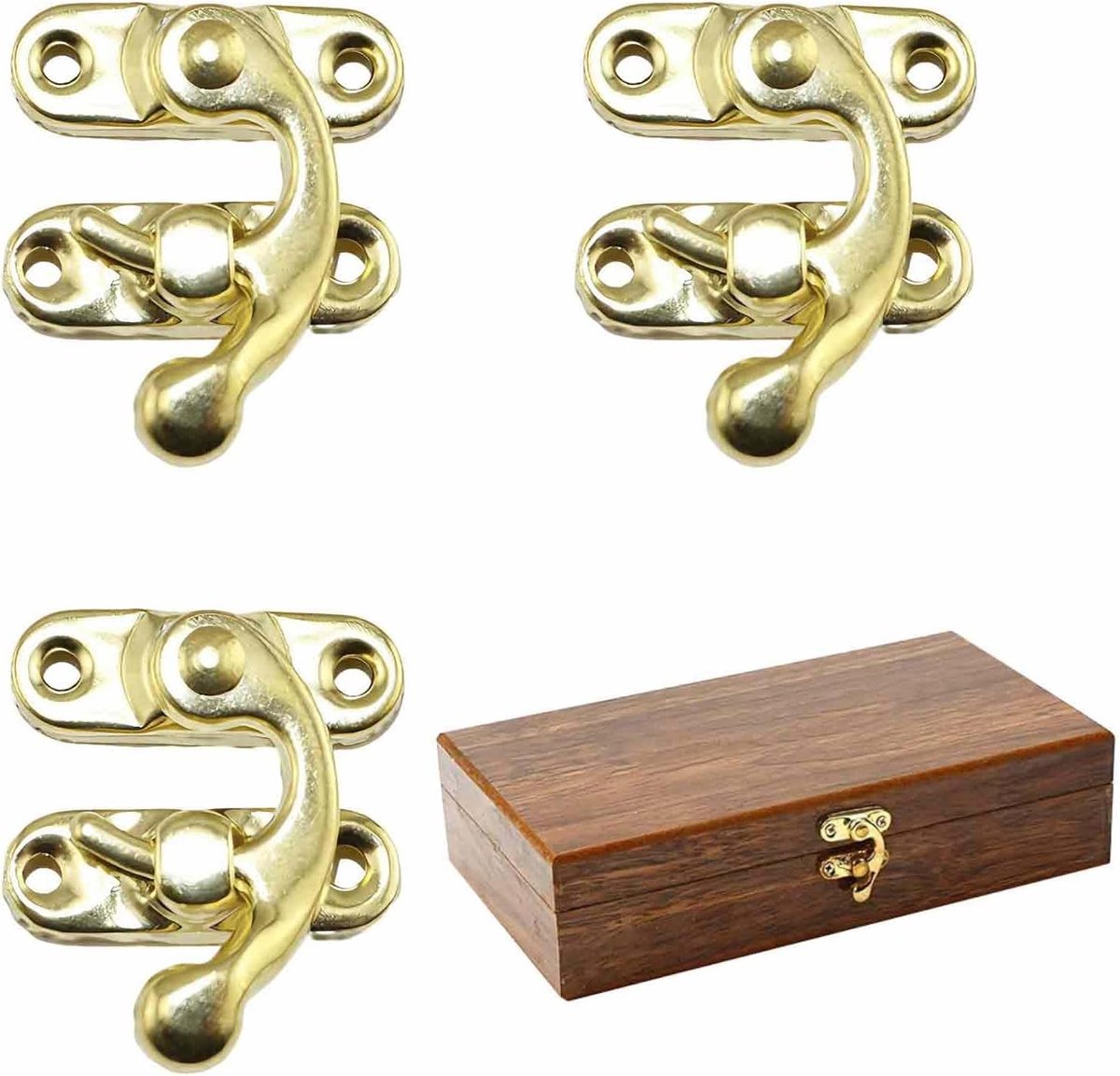 Antieke Vintage Riegelhaken - Zwart - Set van 3 - Decoratieve Haaksluiting van Hoogwaardig Metaal - Voor Kleine Houten Kisten