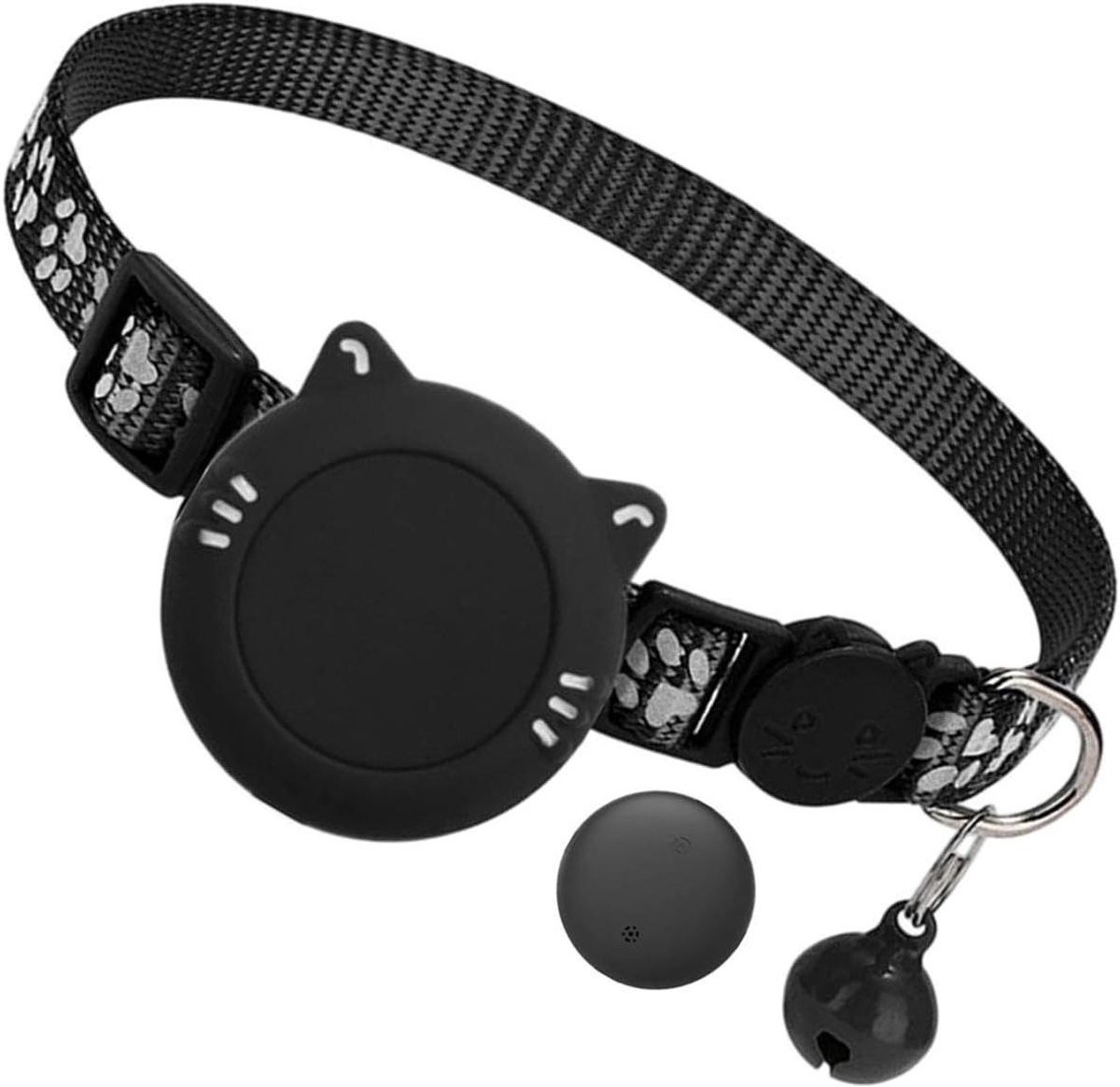 GPS Kattenhalsband - Honden Tracker - Huisdier Opsporen - Abonnementsvrij - Verstelbaar 18-30 cm - Zwart