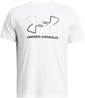Wit Under Armour sportshirt met een grote grijze en zwarte logo-print.