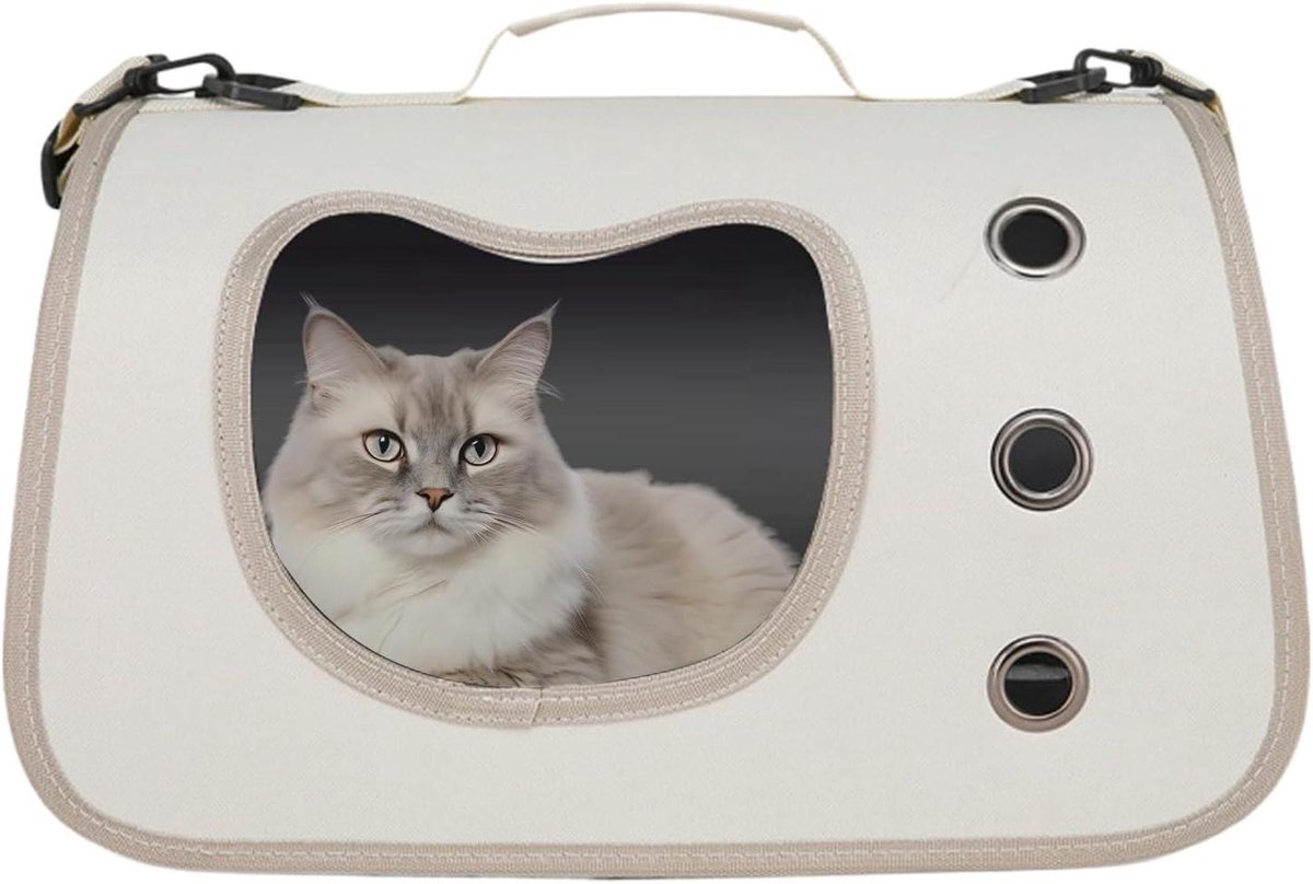 Draagtas Huisdieren - Reistas Kat - Veilig Vervoer - Verbeterde Luchtstroom - 40x26x26 cm - Wit