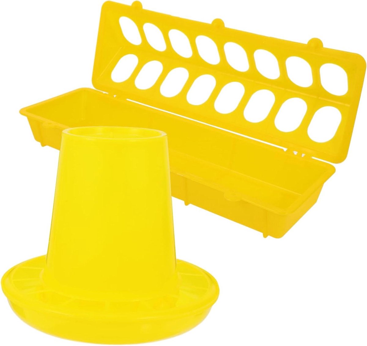 Kippen Voerautomaat - Vogel Voerbak - Automatisch Voeren - Morsbestendig Ontwerp - 1 kg Bucket - Geel