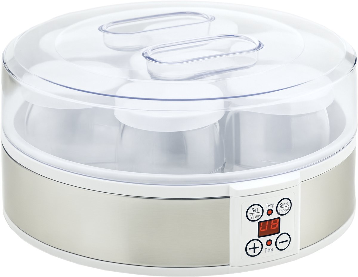 HOMCOM Yoghurtmaker Roestvrij staal, Kunststof 24L x 24B x 13H cm Wit
