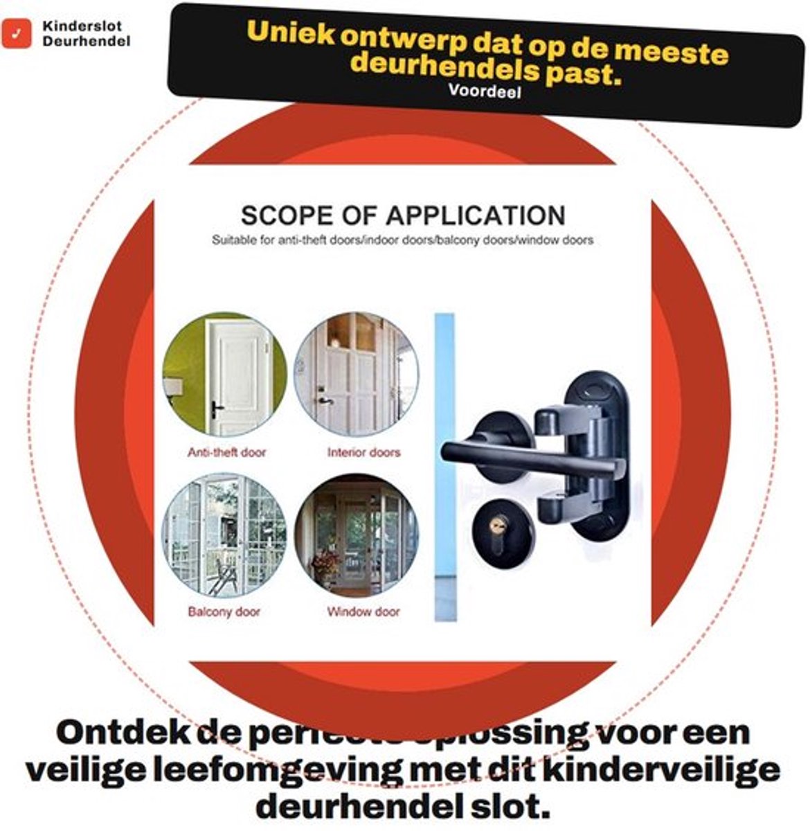 Deurslot Kinderveilig - Deurhendel Vergrendeling - Rotatie Ontwerp - 2 Stuks - ABS Materiaal - Geen Boor/Niet Giftig - Veiligheidsslot