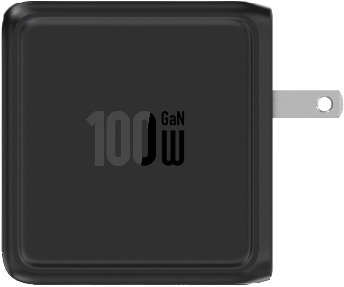 BMX GaNsta Laptop Travel Oplader met LCD Display – 100W Vermogen voor Snelle Oplading – 4 Poorten voor Gelijktijdig Opladen – Wereldwijde Bereidheid met Inbegrepen Adapters - Zwart