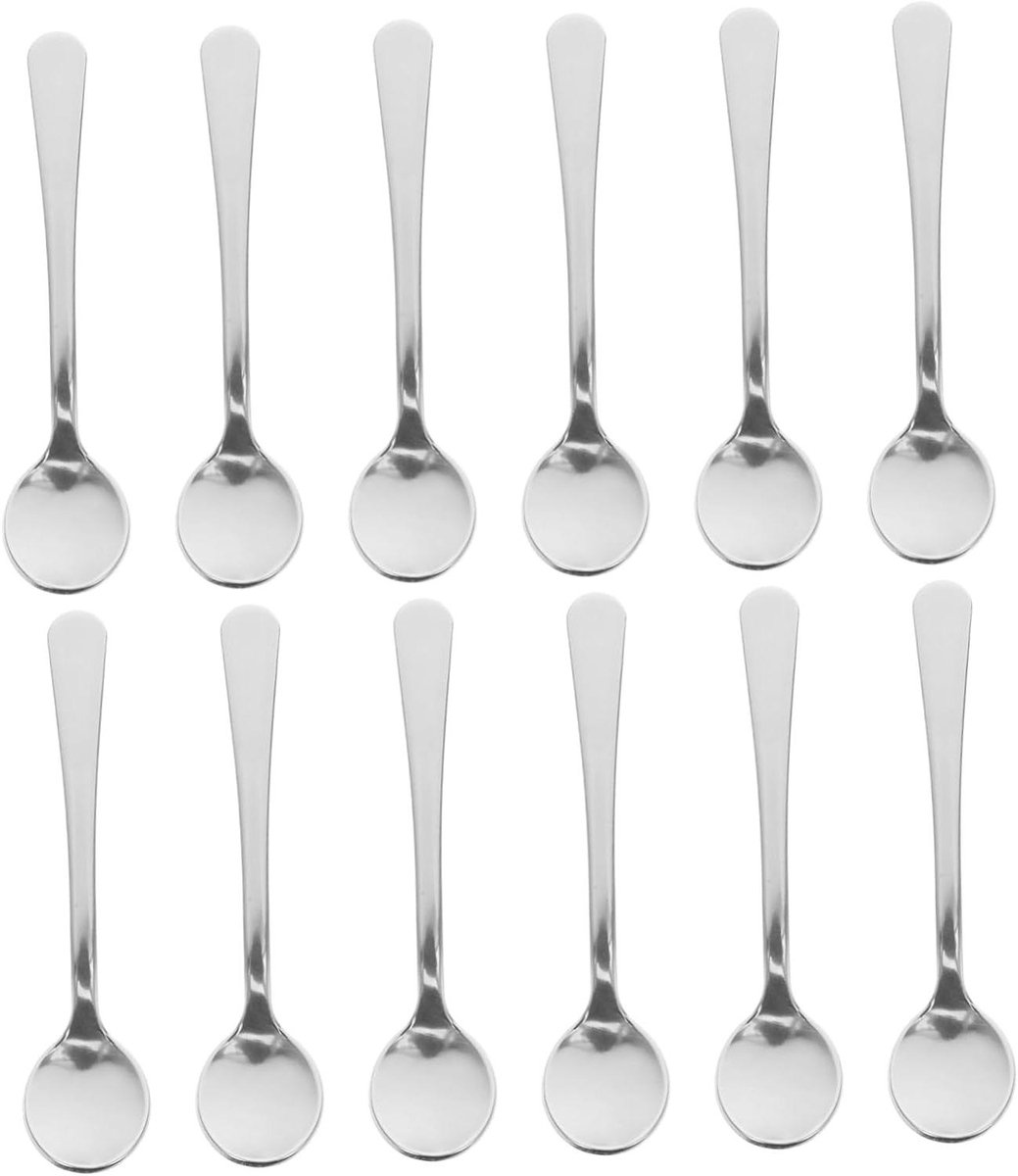 Dessertlepels RVS - Kleine lepels Theelepels - Koffie en desserts - Comfortabele grip - 12 stuks - Zilver