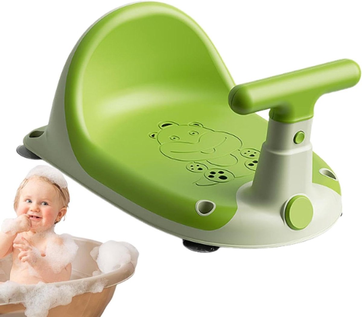 Baby Badstoel - Kinderzitje Douche - Veilig Baden - Ergonomisch Ontwerp - 37.5 cm - Groen