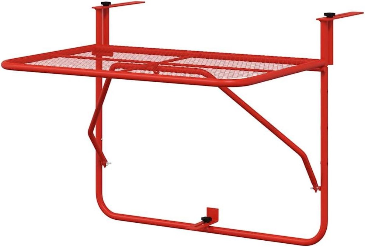 Inklapbare Balkontafel - Buiten Bijzettafel - Terras Genieten - Ruimtebesparend Inklapbaar - 60 x 40 cm - Rood