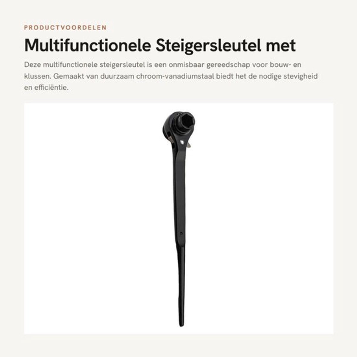 Steigersleutel 19/22 mm - Multifunctionele Ratelsleutel - Corrosiebestendig - Chroom-Vanadiumstaal - Rechts/Links Omschakelbaar - Taps Toelopend Uiteinde