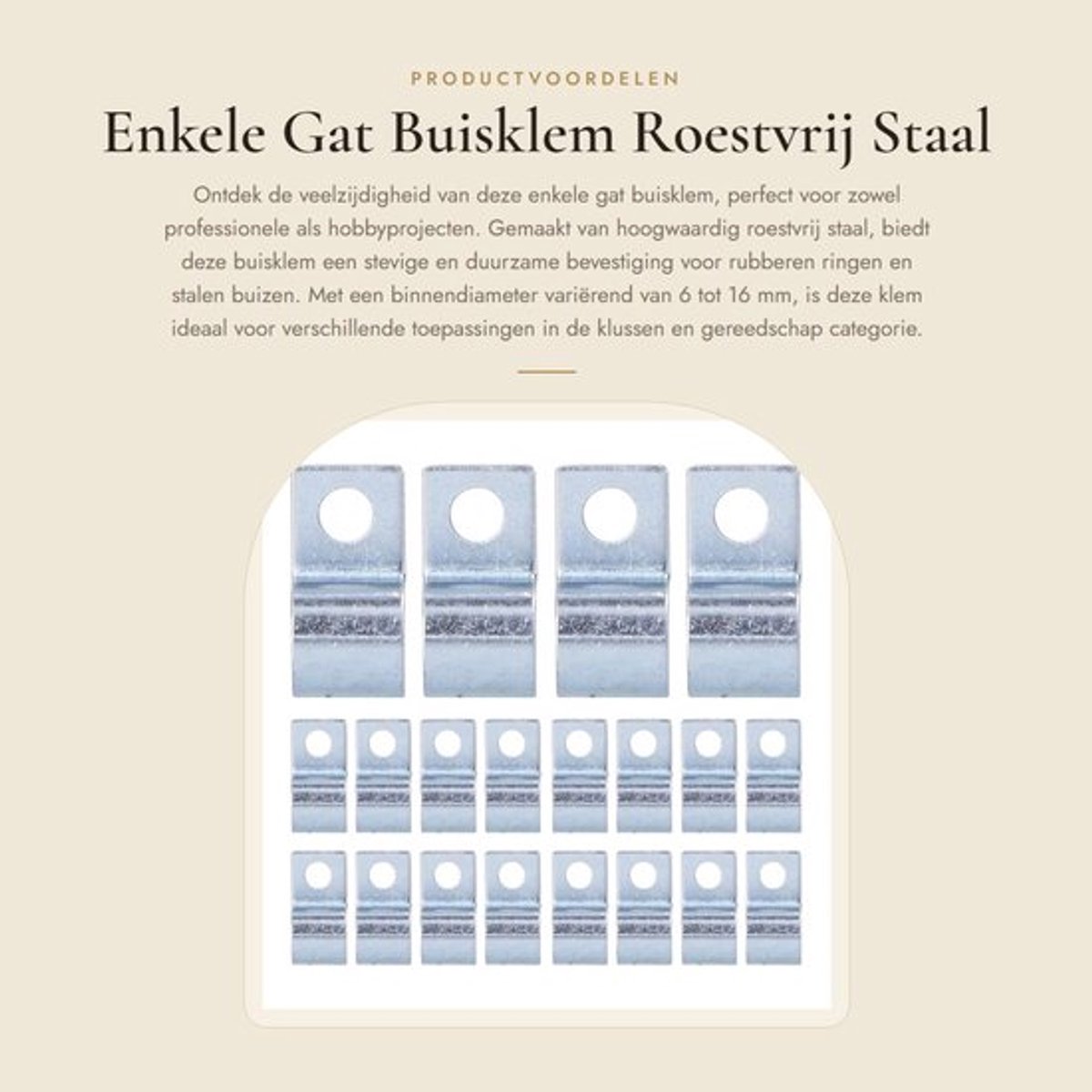Buisklem Eengats - Roestvrij Staal 304 - 20 Stuks - Geschikt voor Binnendiameter 6-16mm - Duurzaam - Bevestigingshouder voor Buizen - Pijpklem