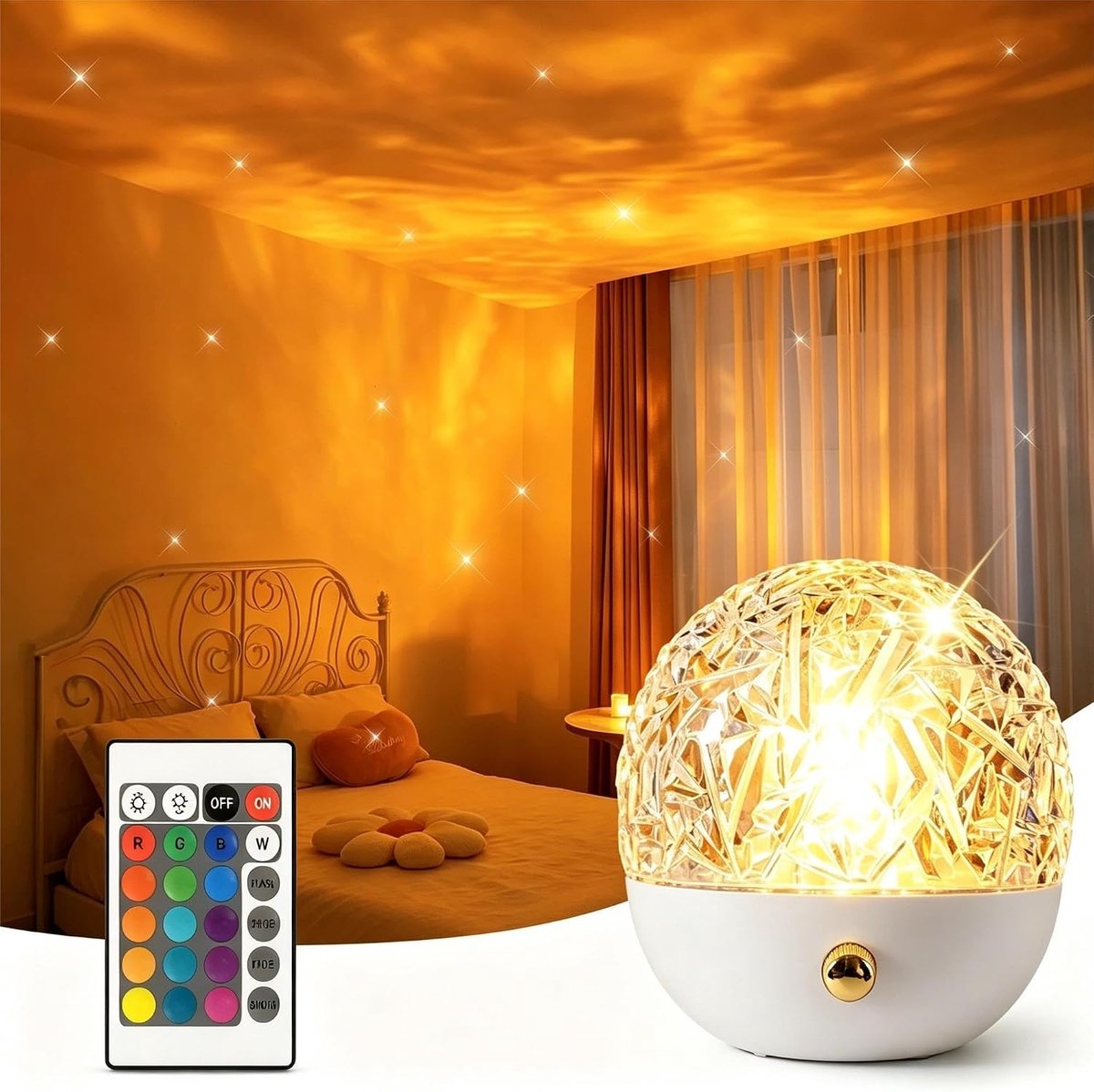 Projector - Nachtlampje - Mood Lighting 3-in-1 Projector - Sunset & Ocean & Northern Lights - Met Afstandsbediening - 1800 mAh - Wit