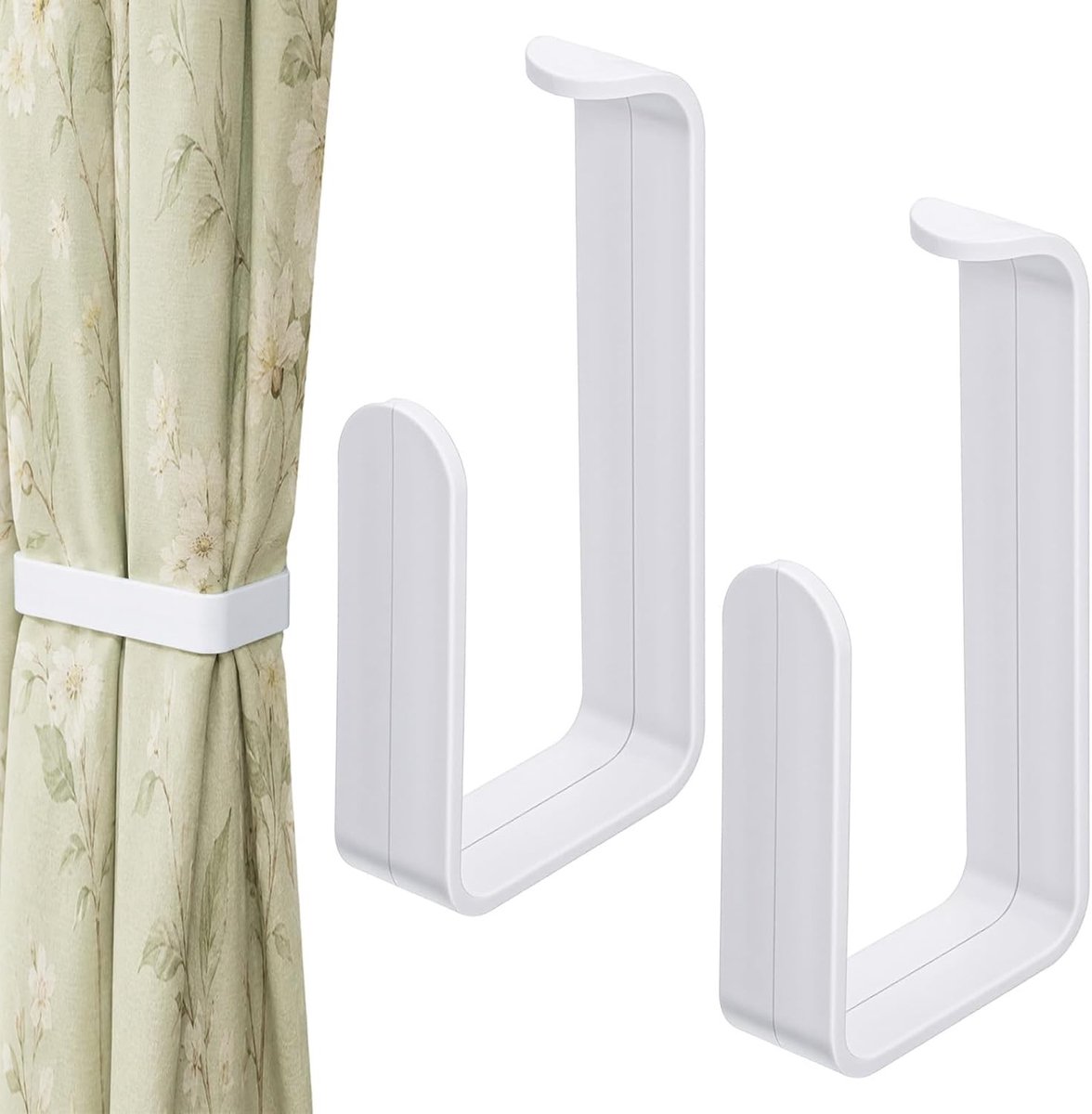 Set van 2 Zelfklevende Gordijnhouders, Ideaal voor Woonkamer, Slaapkamer en Keuken, Geen Boren Nodig, Makkelijk te Installeren
