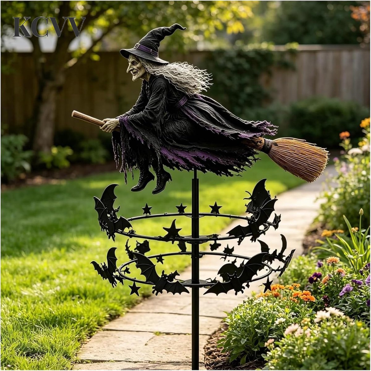 Halloween decoratie tuin-halloween decoratie buiten -halloween decoratie-heksentuinwervelwind - Halloween terrasdecoratie voor buiten - Halloween gazondecoratie - Herfstdecoratie voor tuin, terras, pad, gazon en patio - Zwart - 90 x 30,5 cm